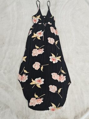 black lace cut out maxi dress I.H.F Studio FLORAL GARDEN LACE MAXI DRESS